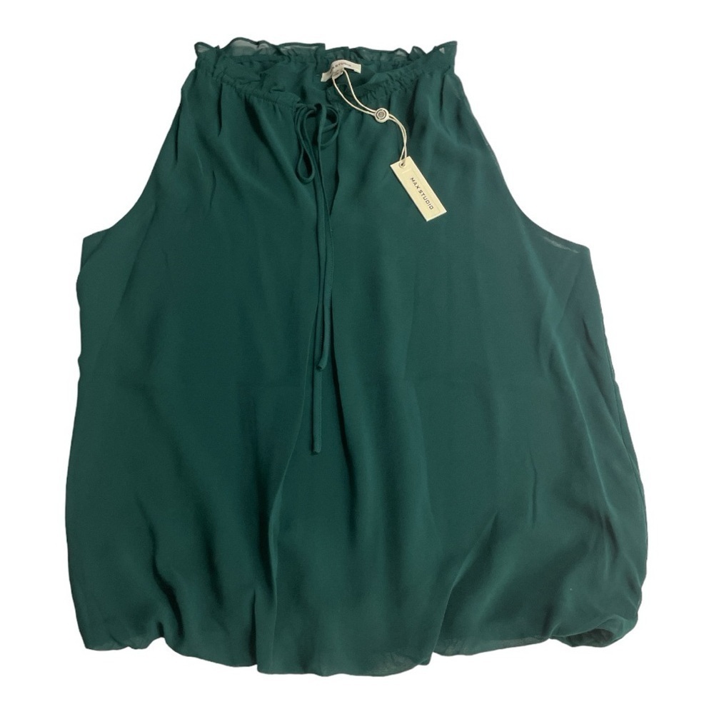 Max Studio Solid Green sleeveless V-Neck Halter Body Top size S - Picture 7 of 12